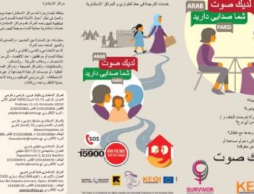 Leaflet information for women survivors in Arabic, Farsi & Greek – Response to Violence against Women Prevention 24h Helpline 15900